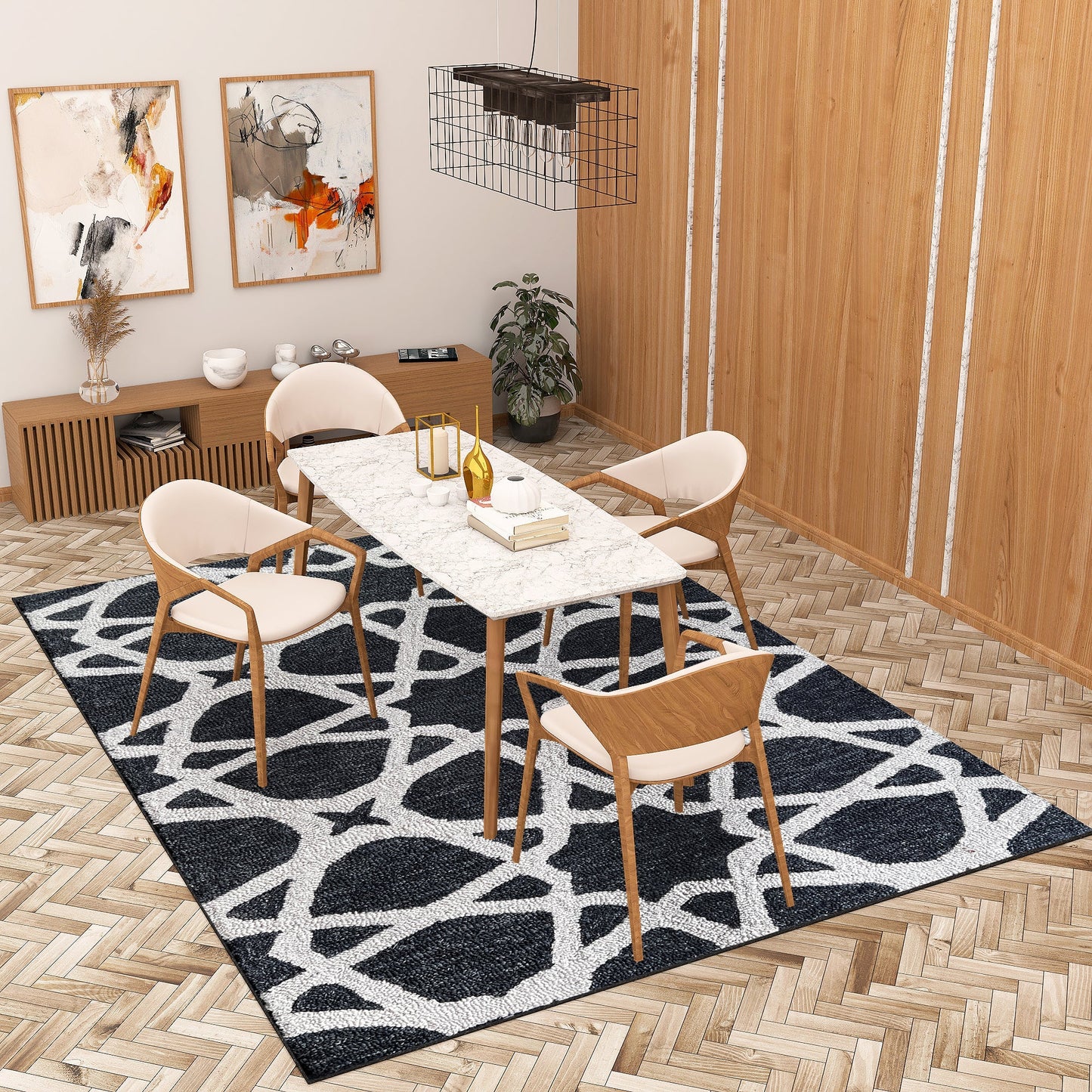 Premium Hand-Tufted Rug Made of 100% Wool - Ash Zellig - 9x12 Feet