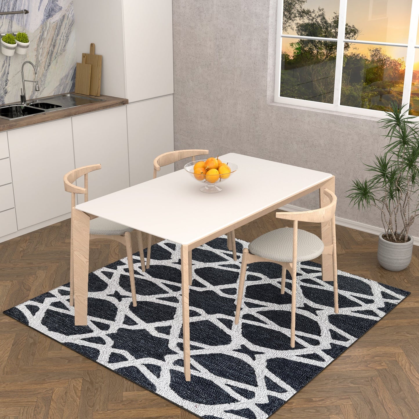 Premium Hand-Tufted Rug Made of 100% Wool - Ash Zellig - 6x6 Feet