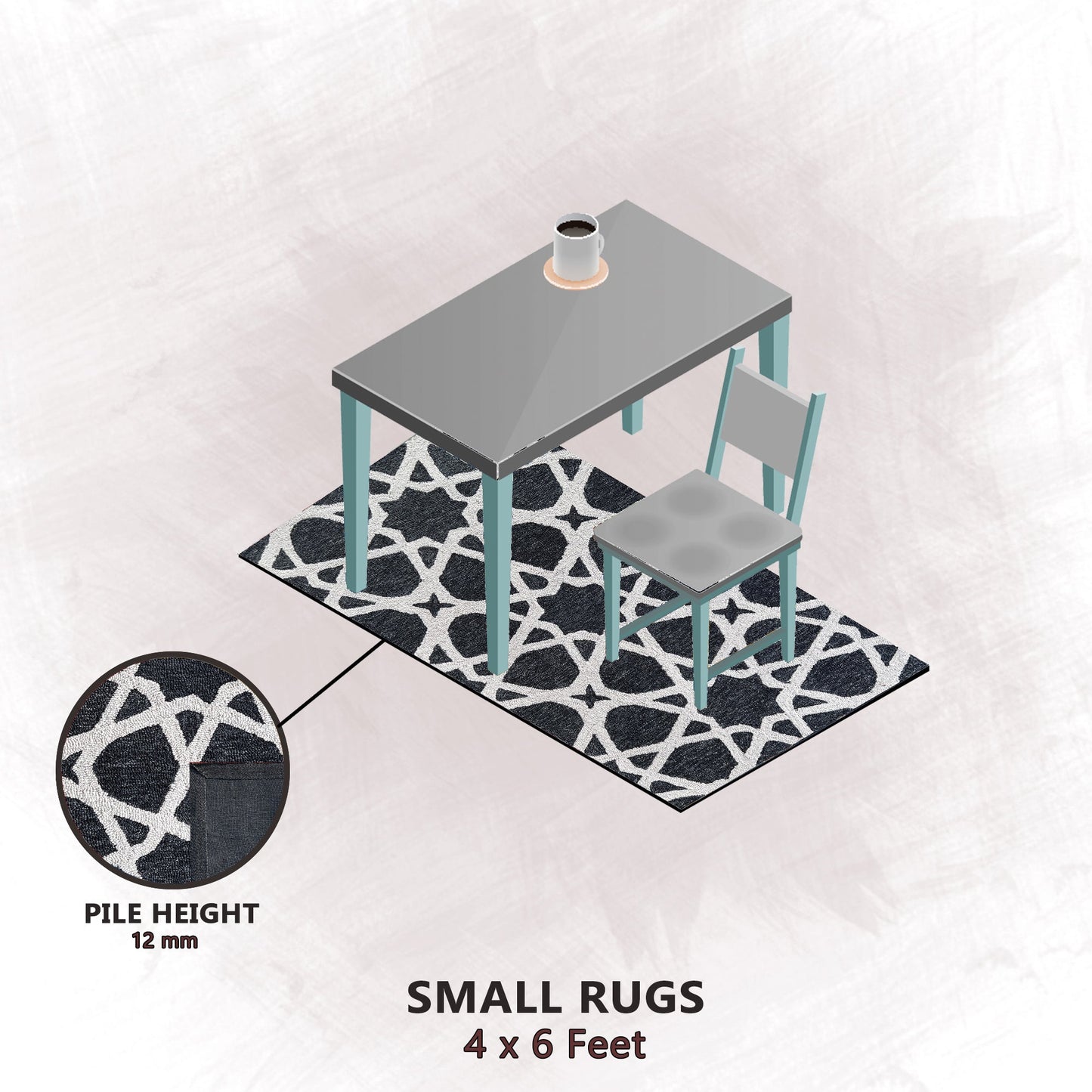 Premium Hand-Tufted Rug Made of 100% Wool - Ash Zellig - 4x6 Feet