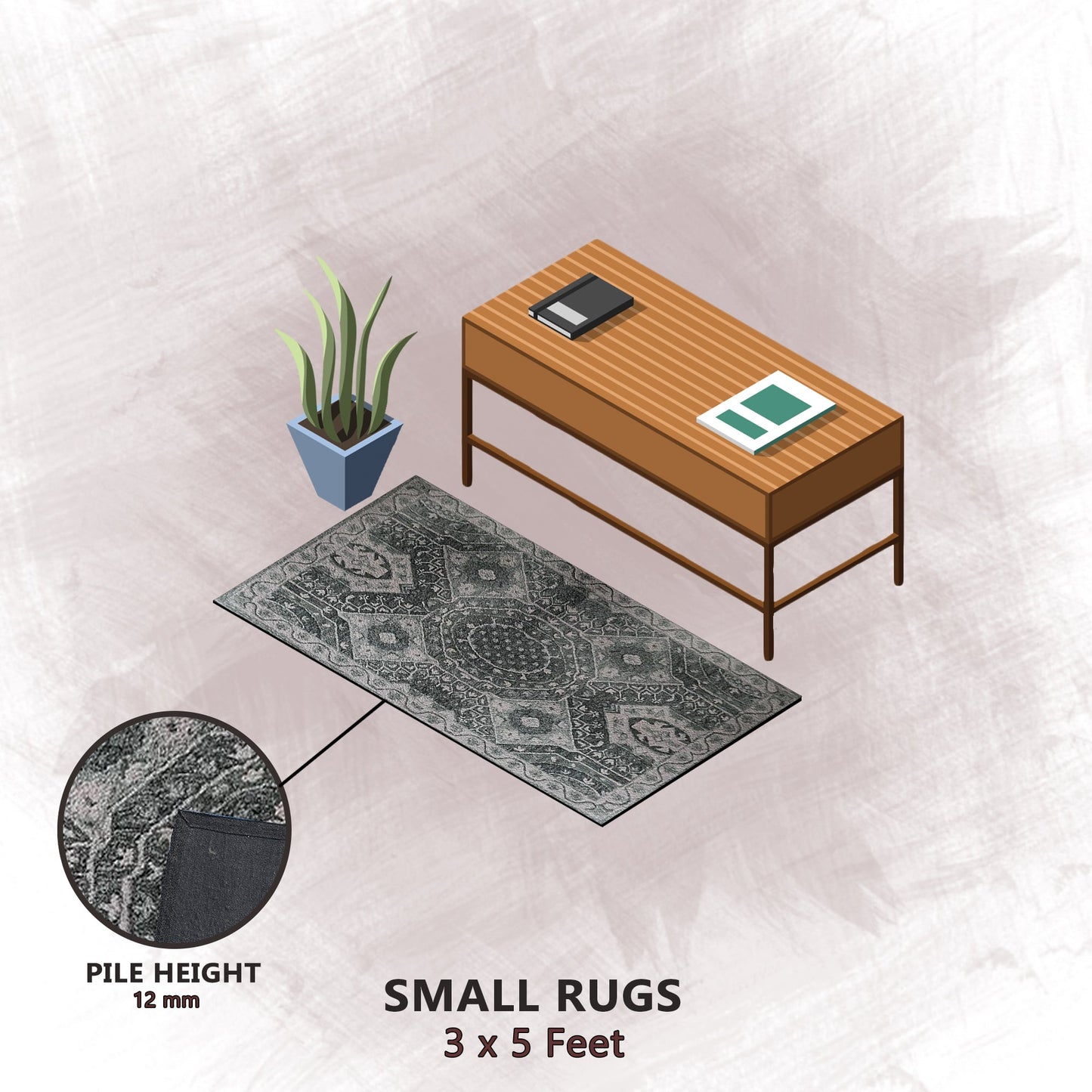 Premium Hand-Tufted Rug Made of 100% Wool - Castilo - 3x5 Feet