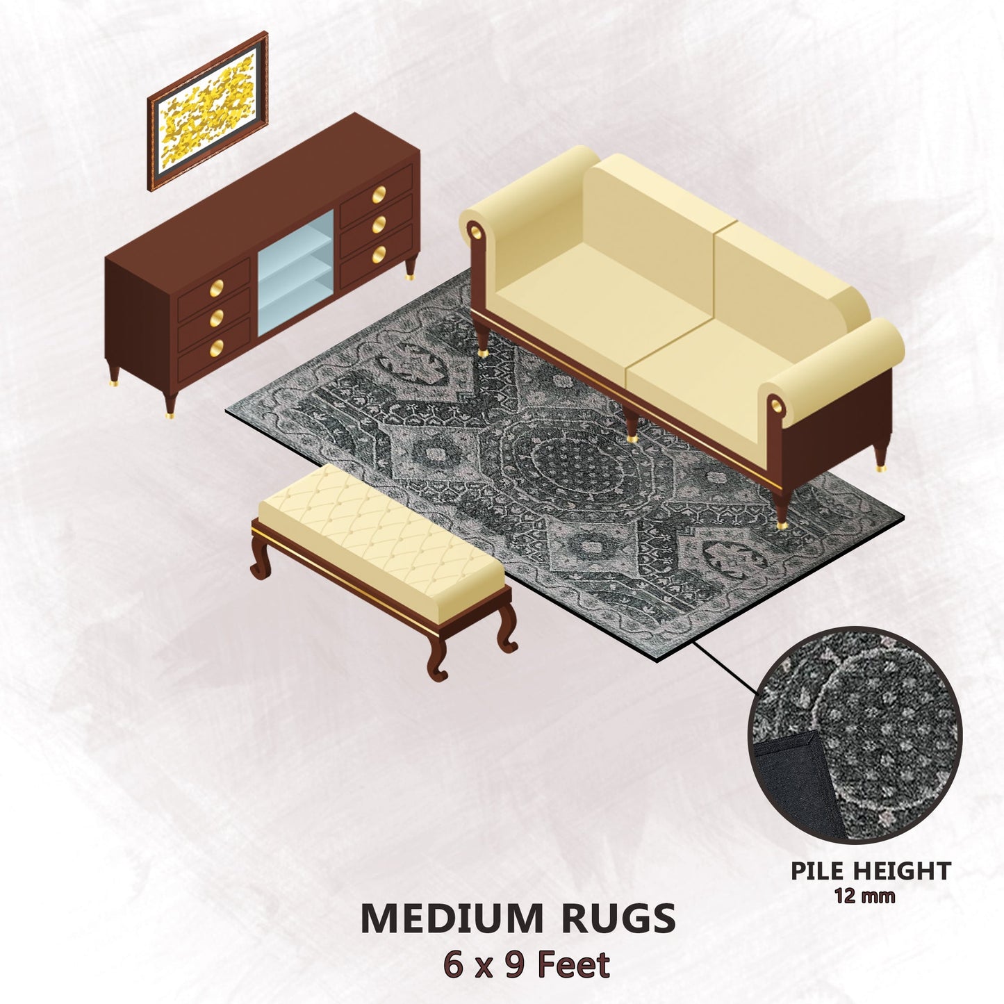 Premium Hand-Tufted Rug Made of 100% Wool - Castilo - 6x9 Feet