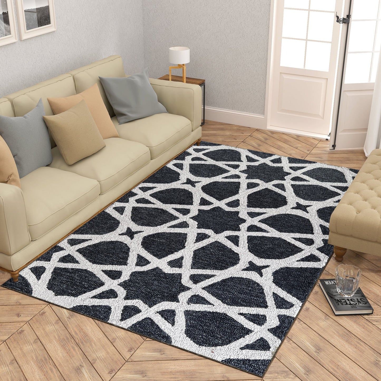 Premium Hand-Tufted Rug Made of 100% Wool - Ash Zellig - 5x8 Feet