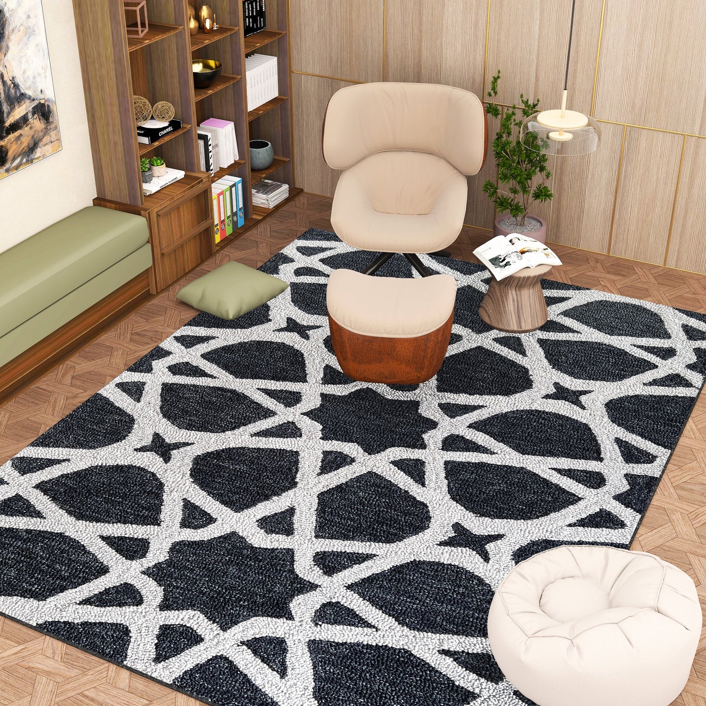 Premium Hand-Tufted Rug Made of 100% Wool - Ash Zellig - 9x12 Feet