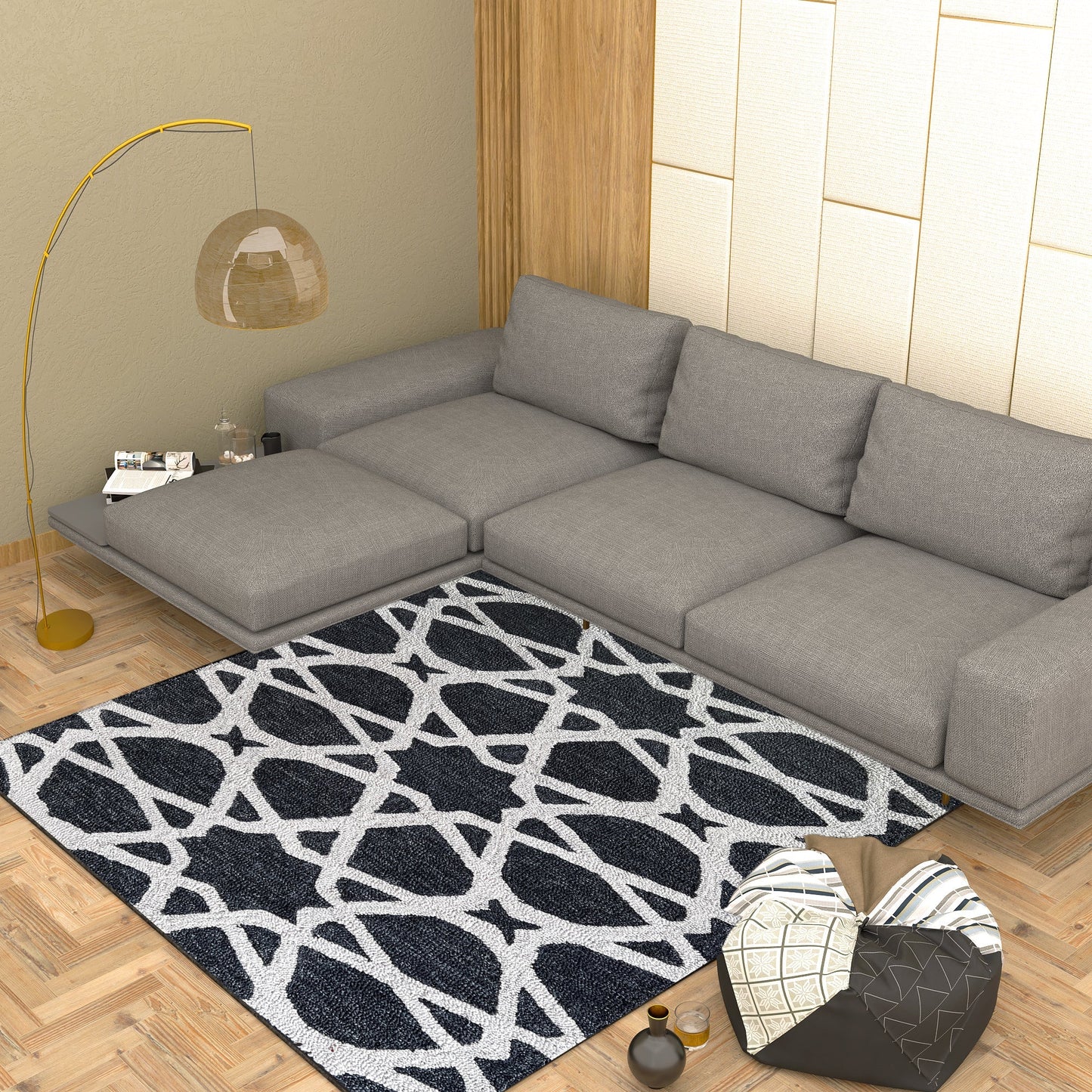 Premium Hand-Tufted Rug Made of 100% Wool - Ash Zellig - 6x6 Feet