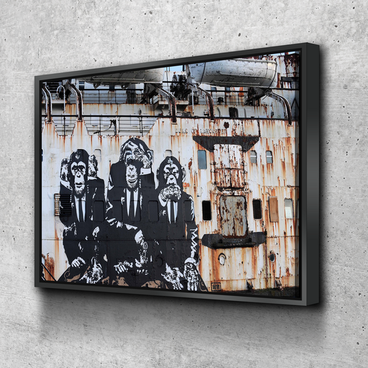 Banksy Prints | Banksy Canvas Art | Banksy Prints for Sale | Graffiti Canvas Art | 3 Wise Monkeys Banksy Reproduction