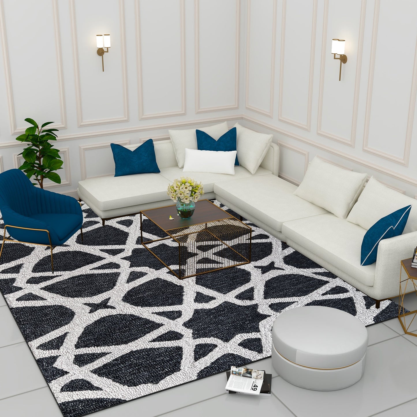 Premium Hand-Tufted Rug Made of 100% Wool - Ash Zellig - 9x12 Feet