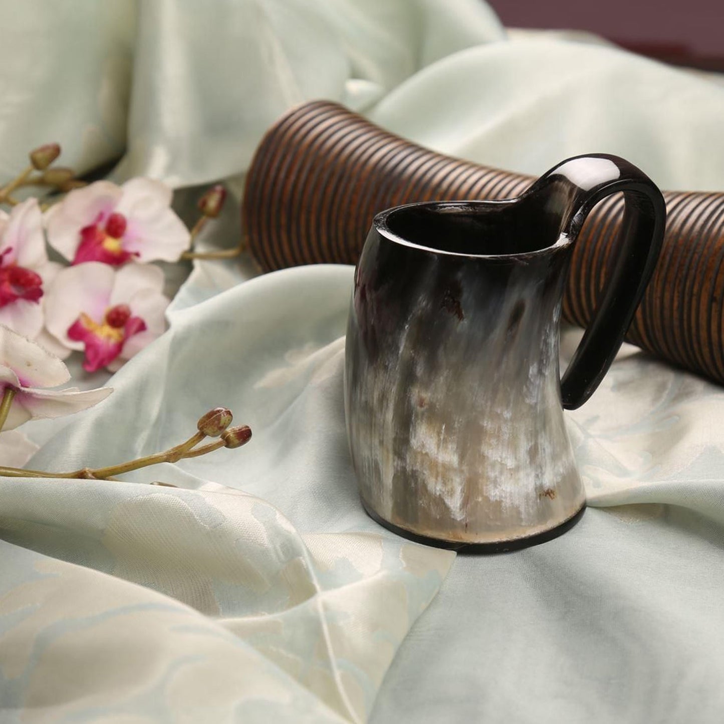 Horn Whiskey Mugs Pack 2 - Holds Upto 6.5 oz, Natural