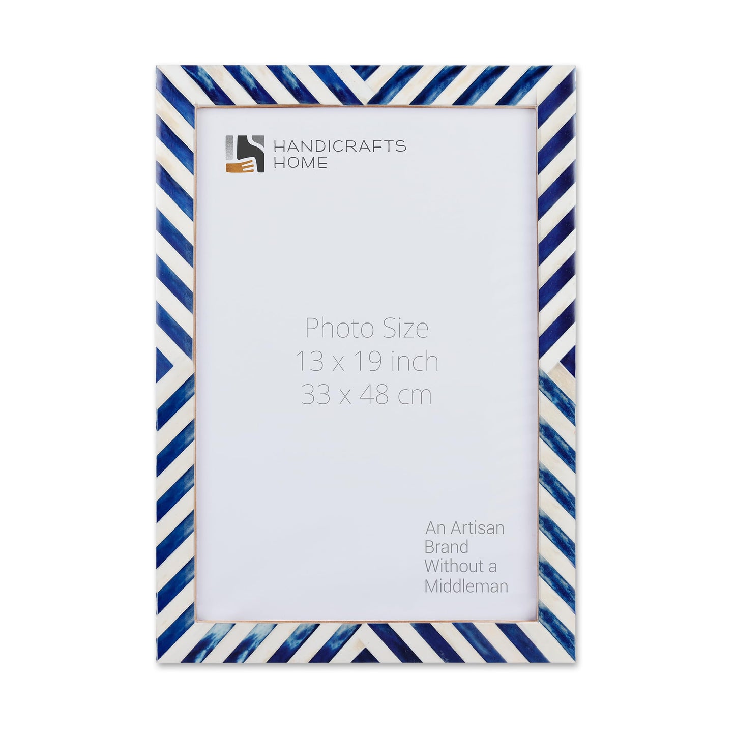 Poster Picture Frame Chevron Bone Inlay in 3 Sizes, Blue