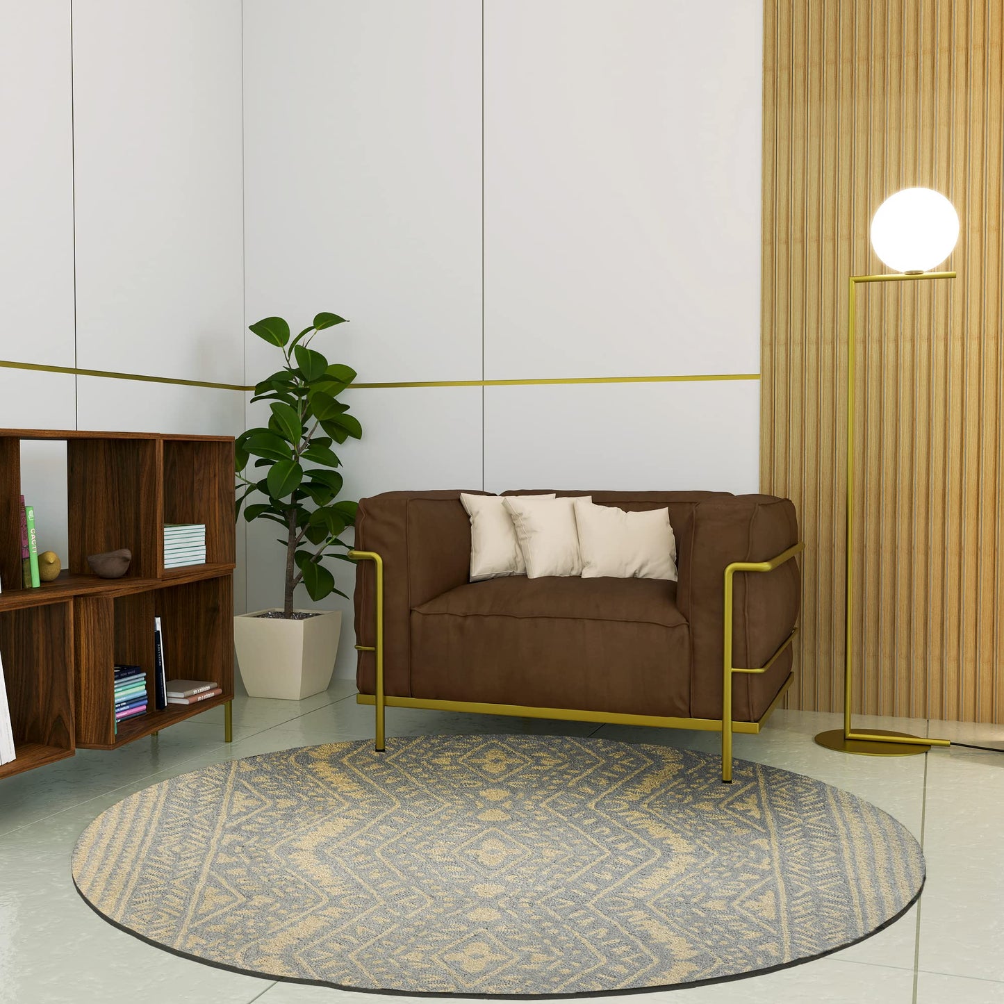 Premium Hand-Tufted Rug Made of 100% Wool - Morning Mist - 5x5 Feet