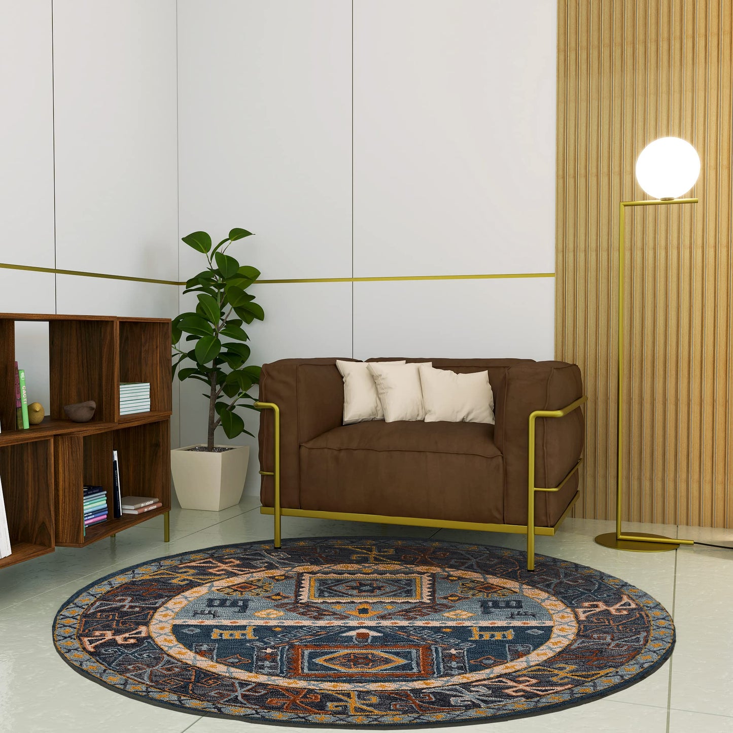 Premium Hand-Tufted Rug Made of 100% Wool - Inca Fable - 5x5 Feet