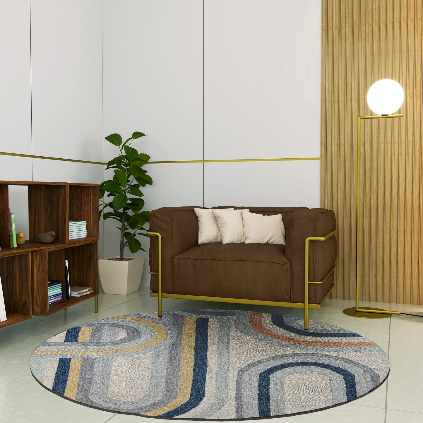 Premium Hand-Tufted Rug Made of 100% Wool - Pastel Loops - 5x5 Feet