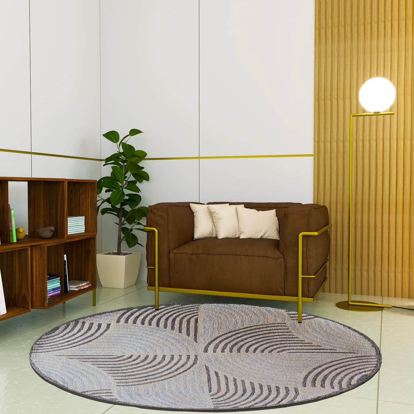 Premium Hand-Tufted Rug Made of 100% Wool - Mono Loops - 5x5 Feet
