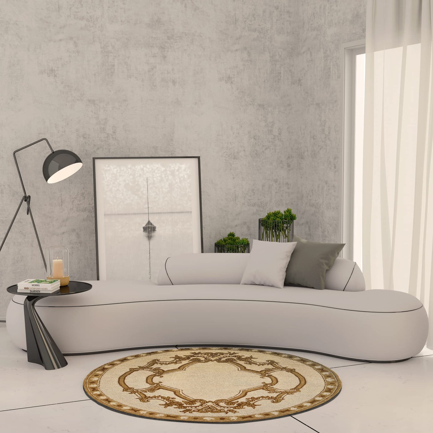 Premium Hand-Tufted Rug Made of 100% Wool - Augustan Gold - 5x5 Feet