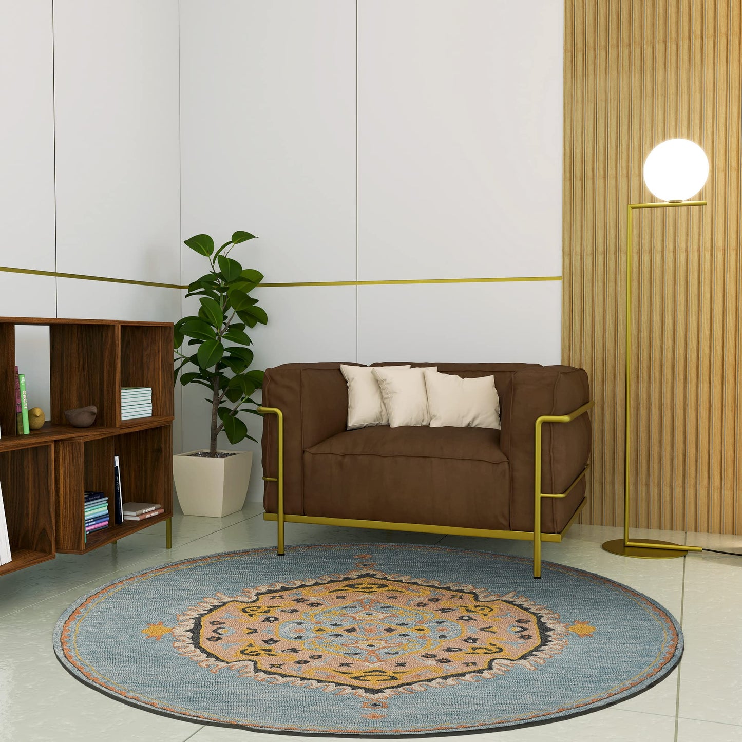 Premium Hand-Tufted Rug Made of 100% Wool - Shivanka - 5x5 Feet