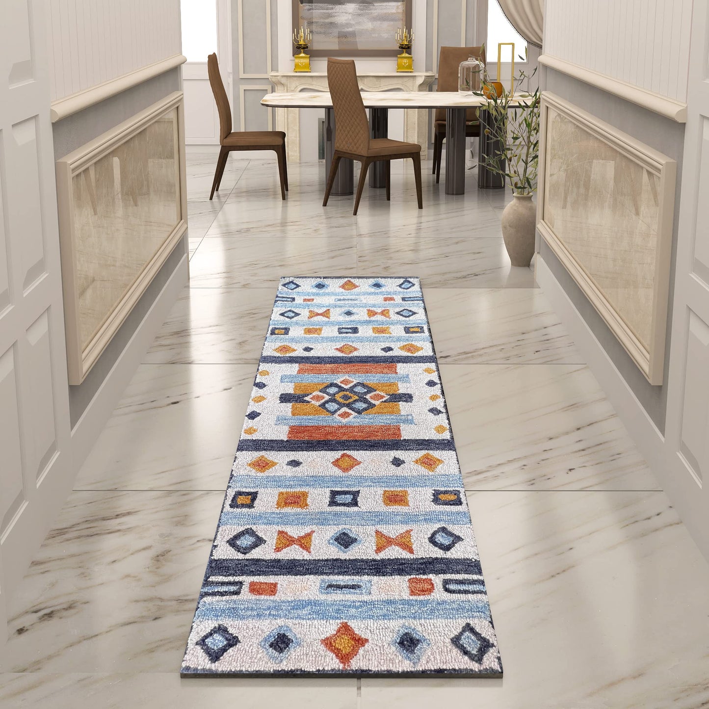 Premium Hand-Tufted Rug Made of 100% Wool - Ojo De Dios - 2x8 Feet