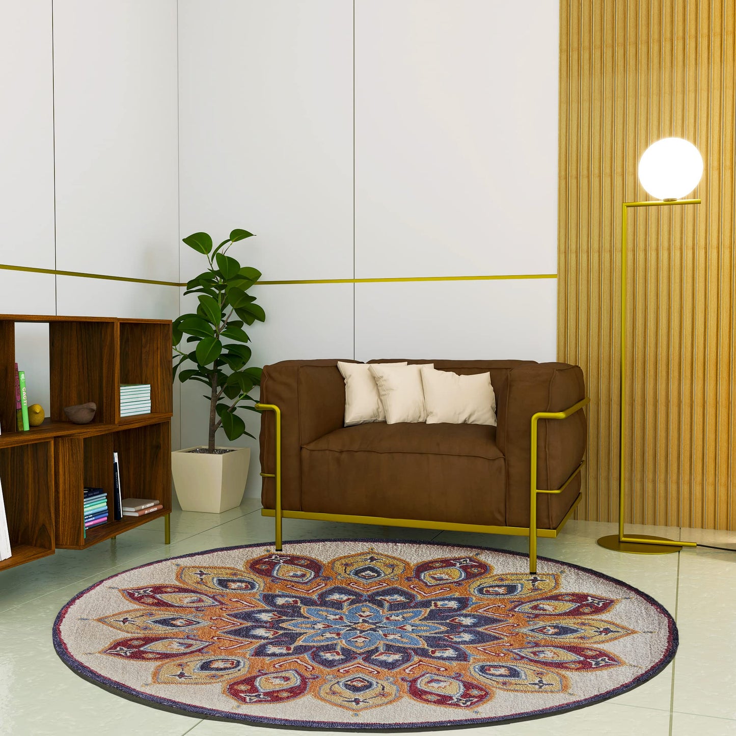 Premium Hand-Tufted Rug Made of 100% Wool - Vivid Plume - 5x5 Feet
