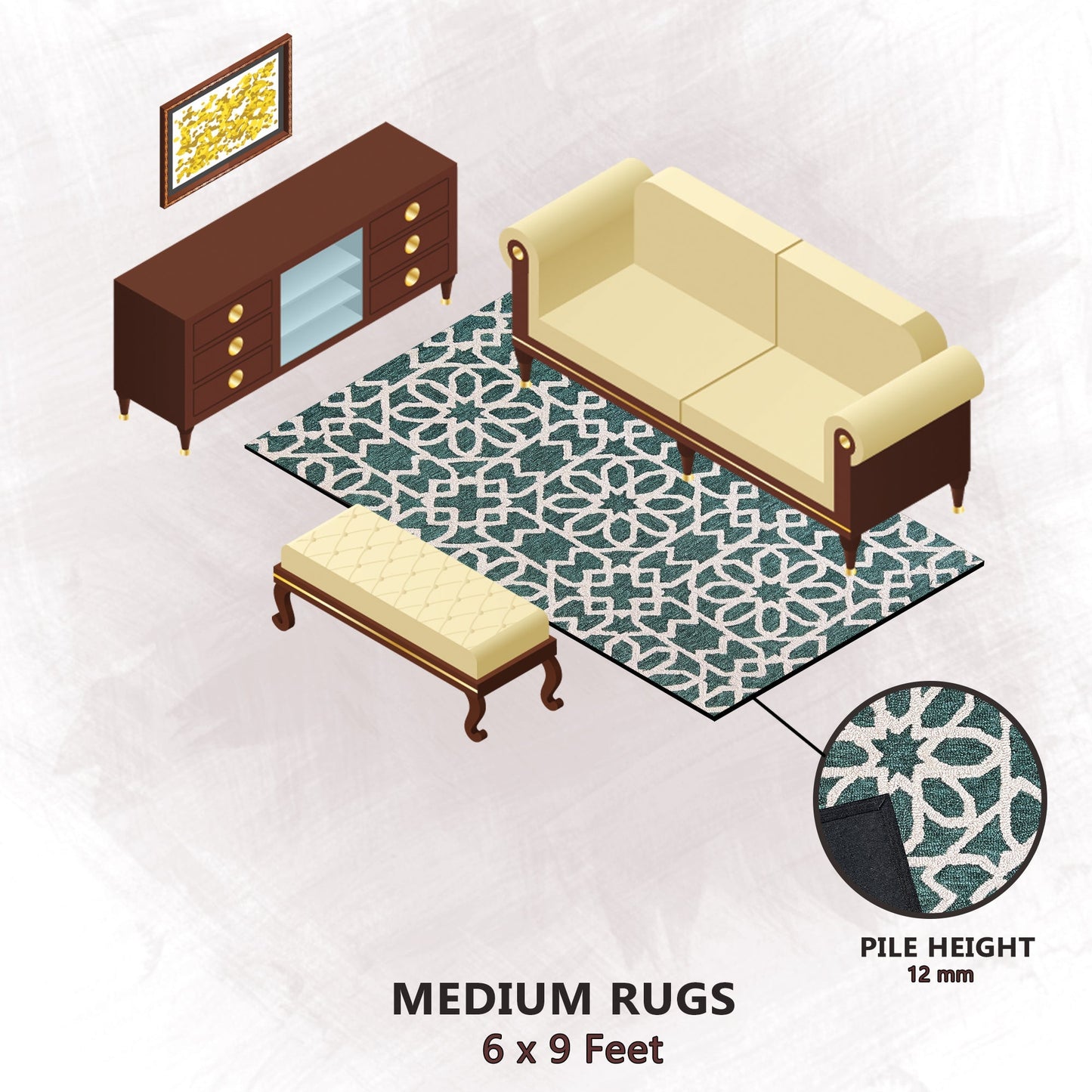 Premium Hand-Tufted Rug Made of 100% Wool - Noir Grid - 6x9 Feet