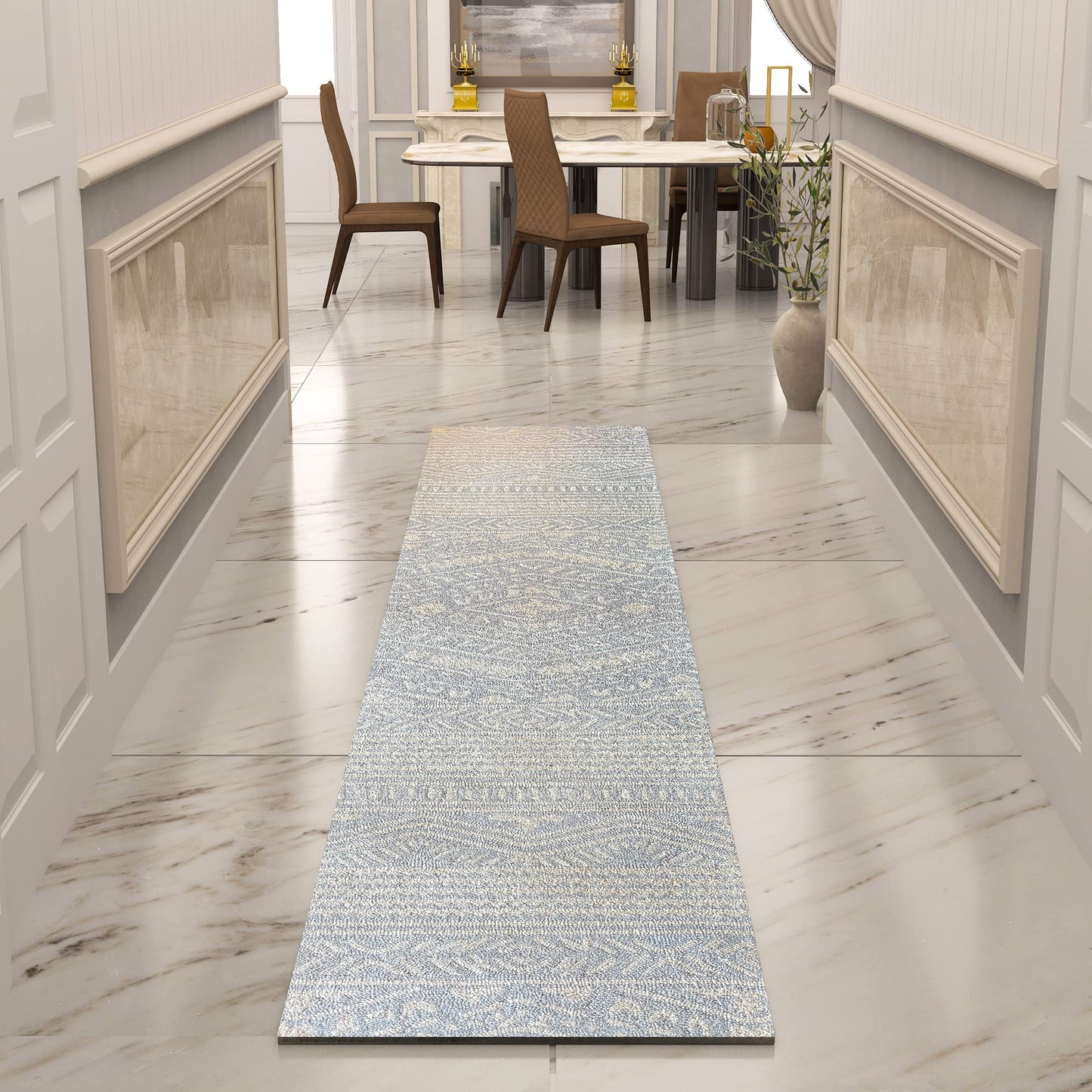 Premium Hand-Tufted Rug Made of 100% Wool - Morning Mist - 2x8 Feet