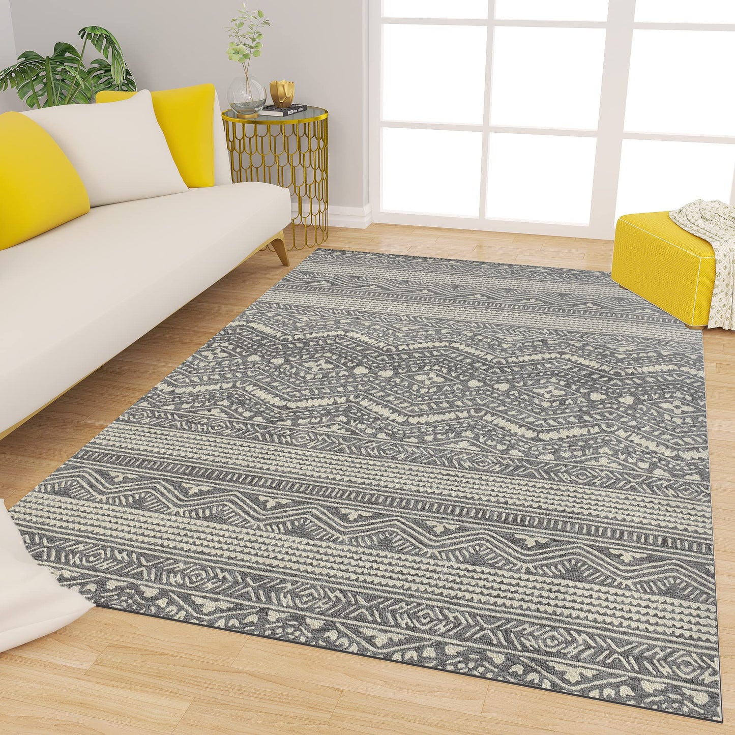 Premium Hand-Tufted Rug Made of 100% Wool - Midnight Mist - 5x8 Feet