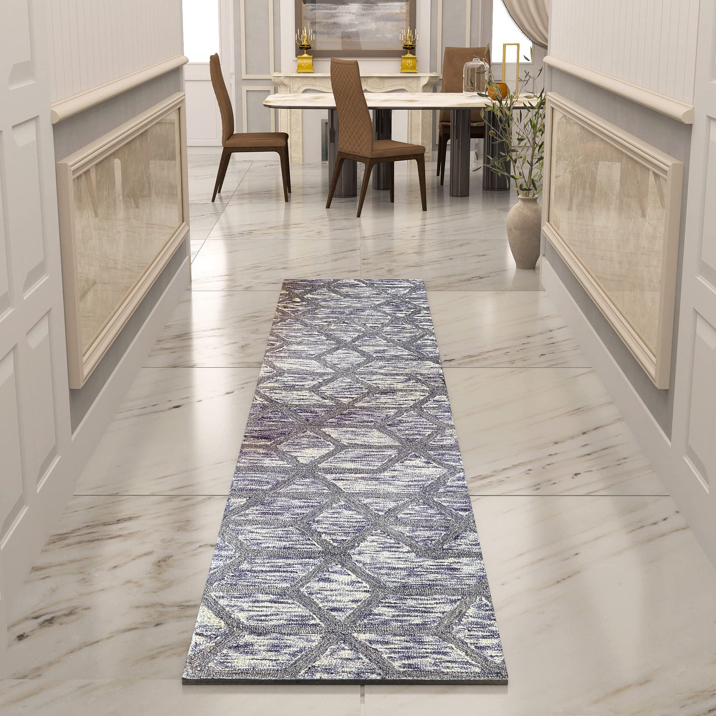 Premium Hand-Tufted Rug Made of 100% Wool - Artic Crystal - 2x8 Feet