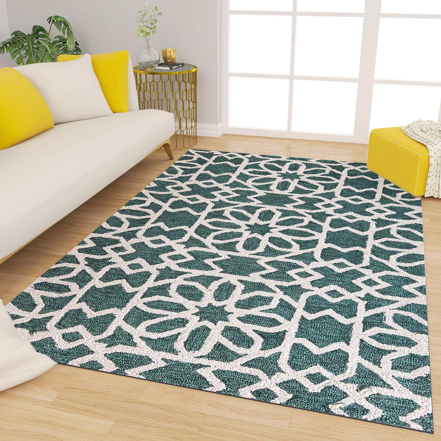Premium Hand-Tufted Rug Made of 100% Wool - Noir Grid - 3x5 Feet