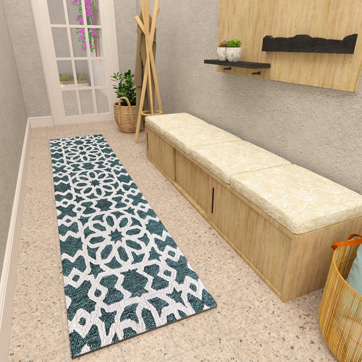 Premium Hand-Tufted Rug Made of 100% Wool - Noir Grid - 2x10 Feet