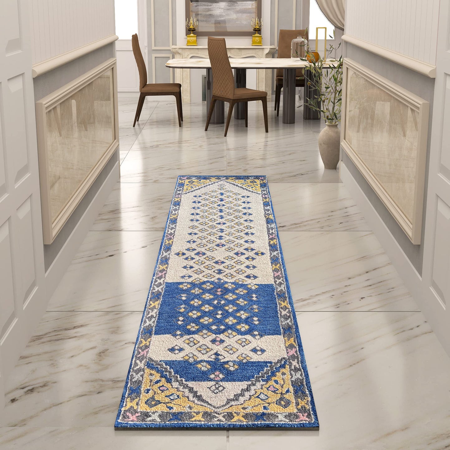 Premium Hand-Tufted Rug Made of 100% Wool - Tatar Folk - 2x6 Feet