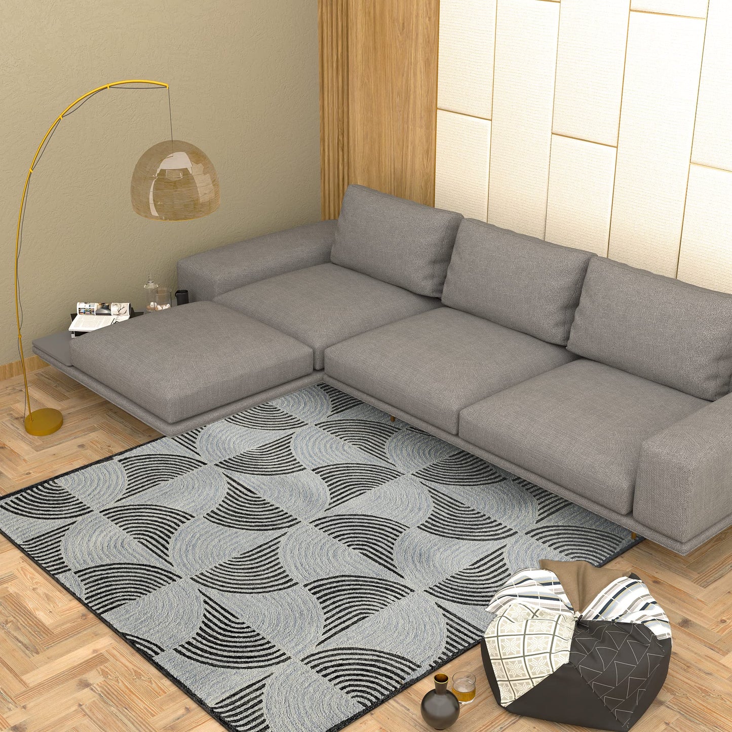 Premium Hand-Tufted Rug Made of 100% Wool - Mono Loops - 6x6 Feet