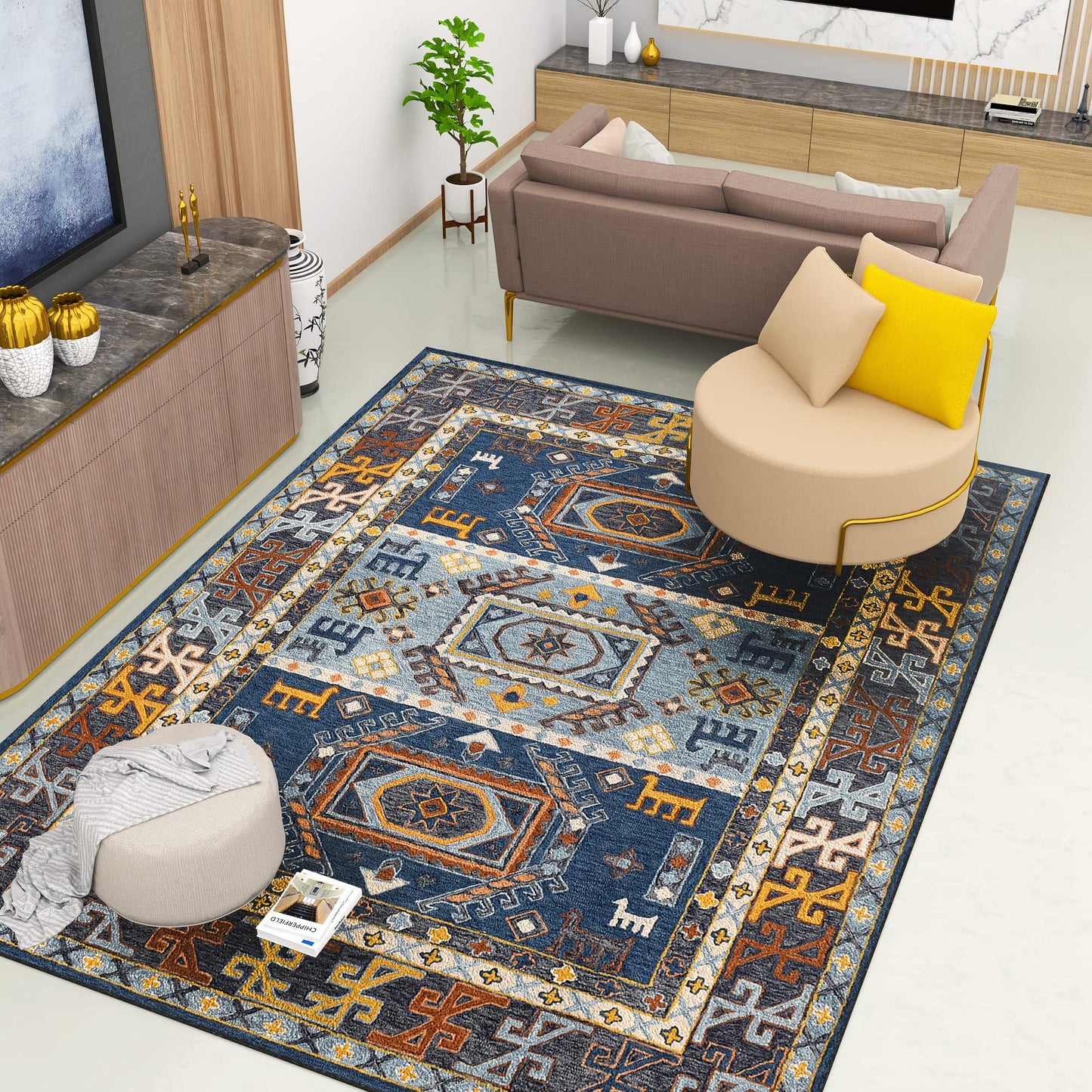 Premium Hand-Tufted Rug Made of 100% Wool - Inca Fable - 9x12 Feet