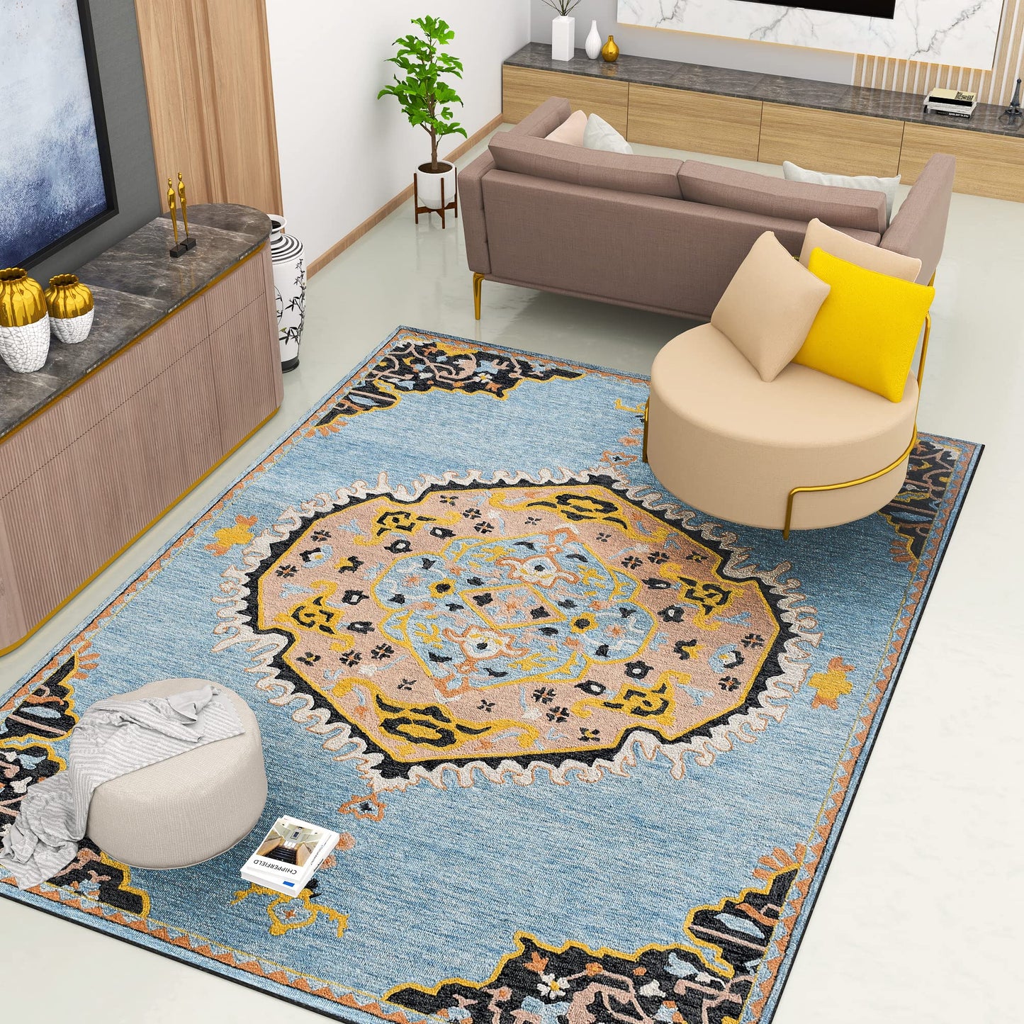 Premium Hand-Tufted Rug Made of 100% Wool - Shivanka - 9x12 Feet