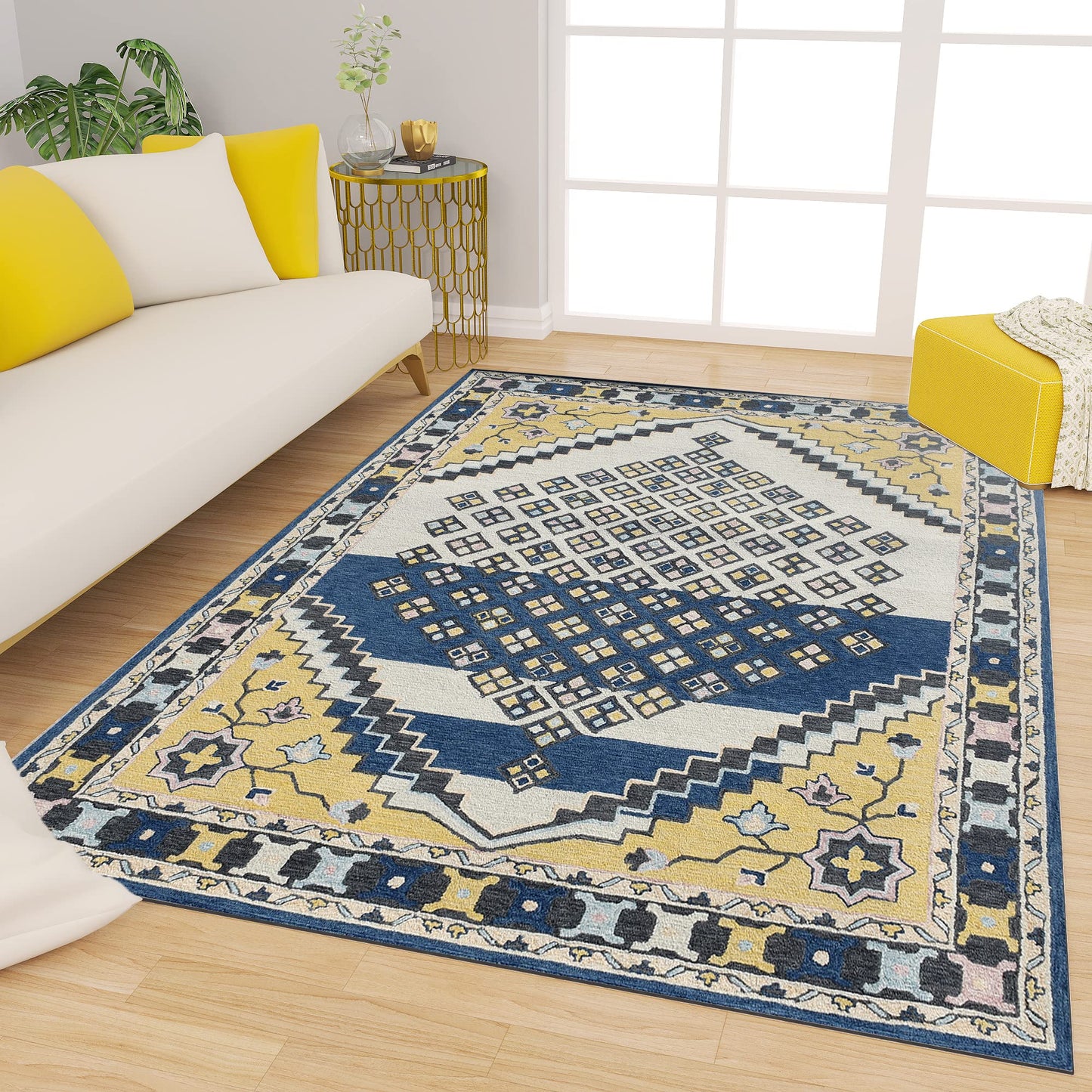 Premium Hand-Tufted Rug Made of 100% Wool - Tatar Folk - 5x8 Feet