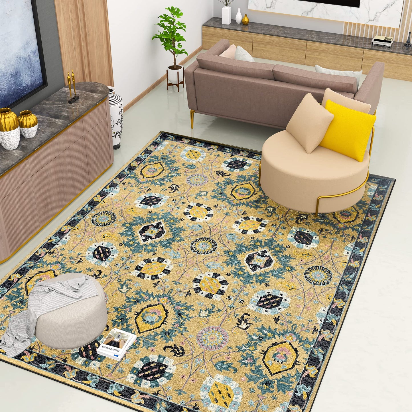 Premium Hand-Tufted Rug Made of 100% Wool - Cankiri Garden - 9x12 Feet