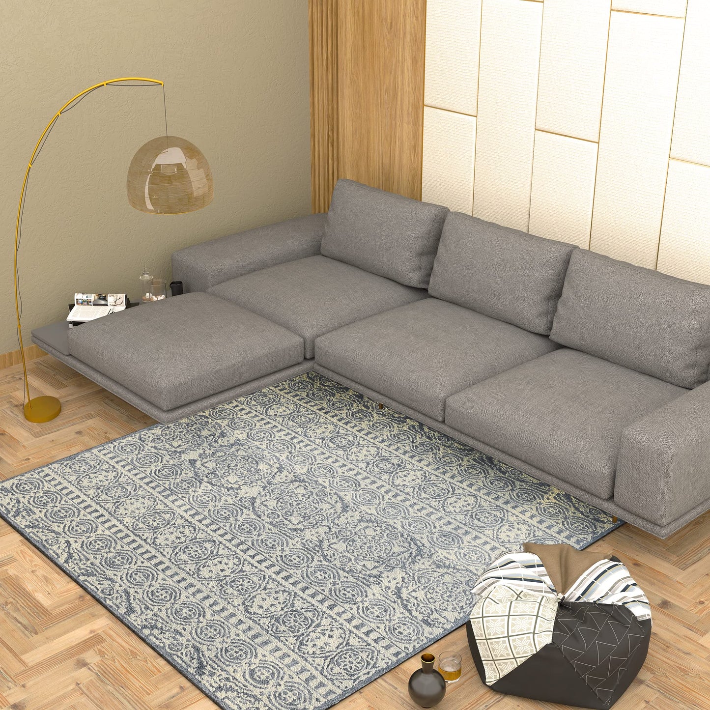 Premium Hand-Tufted Rug Made of 100% Wool - Relic Light - 9x12 Feet