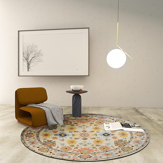 Premium Hand-Tufted Rug Made of 100% Wool - Flora Meadow - 5x5 Feet