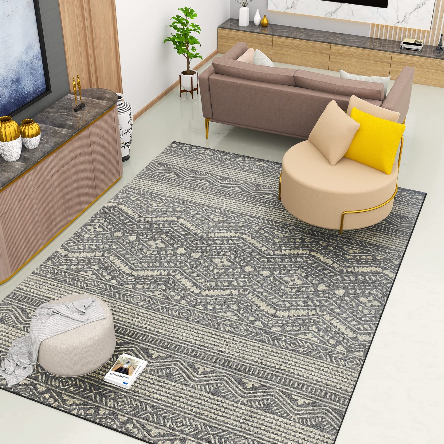 Premium Hand-Tufted Rug Made of 100% Wool - Midnight Mist - 9x12 Feet