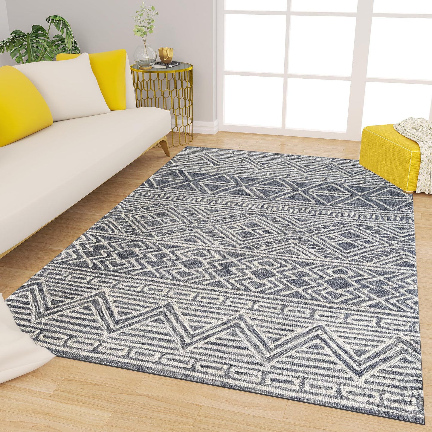 Premium Hand-Tufted Rug Made of 100% Wool - Still River Blue - 4x6 Feet