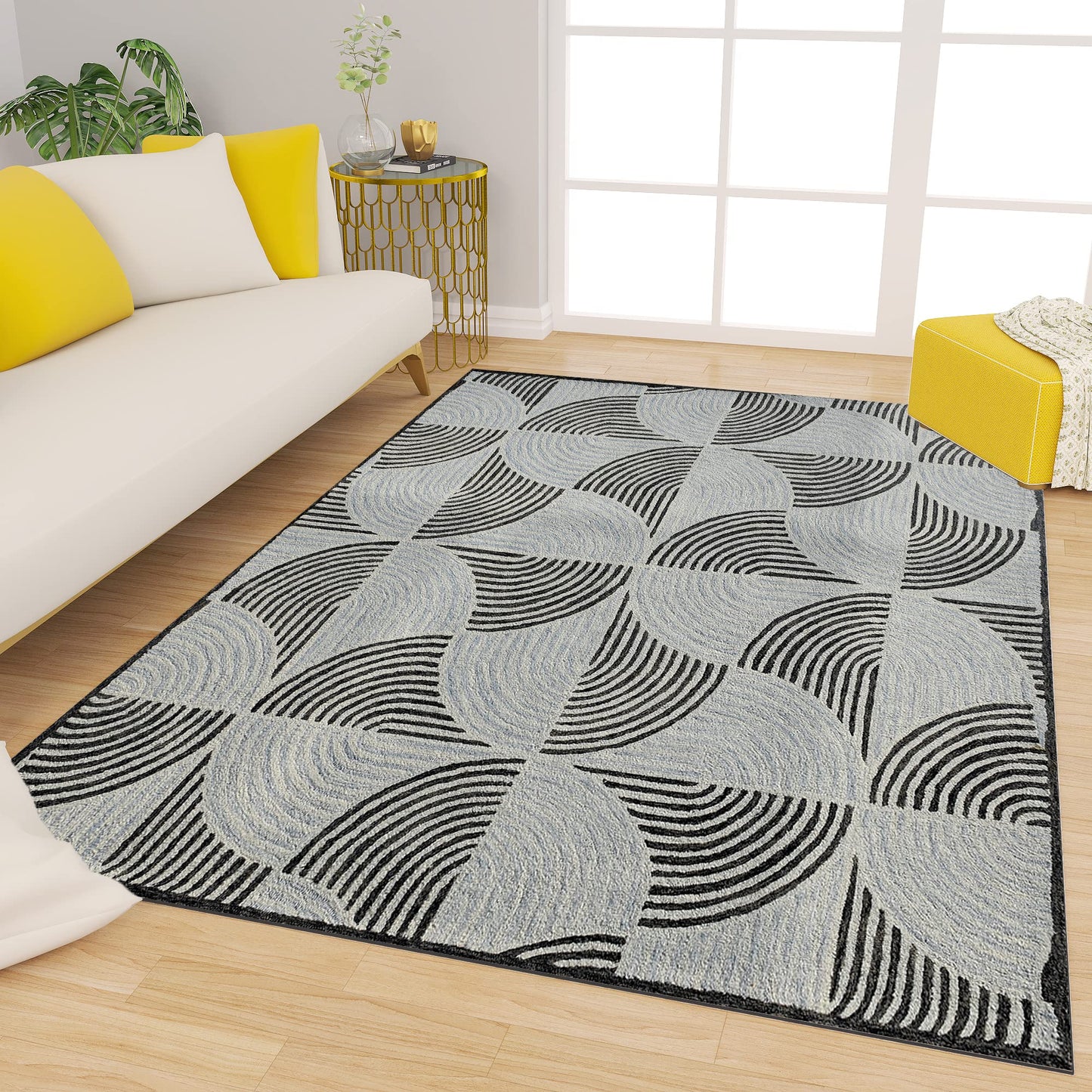 Premium Hand-Tufted Rug Made of 100% Wool - Mono Loops - 6x9 Feet