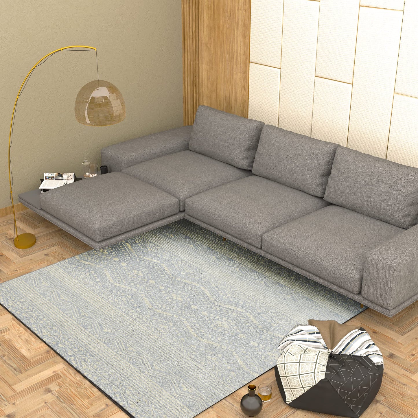 Premium Hand-Tufted Rug Made of 100% Wool - Morning Mist - 6x6 Feet