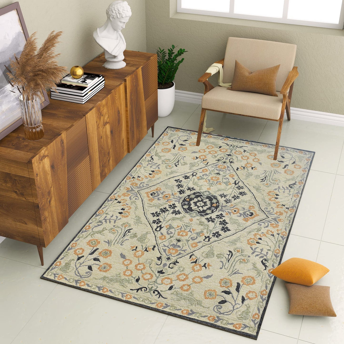 Premium Hand-Tufted Rug Made of 100% Wool - Anglian Court - 4x6 Feet