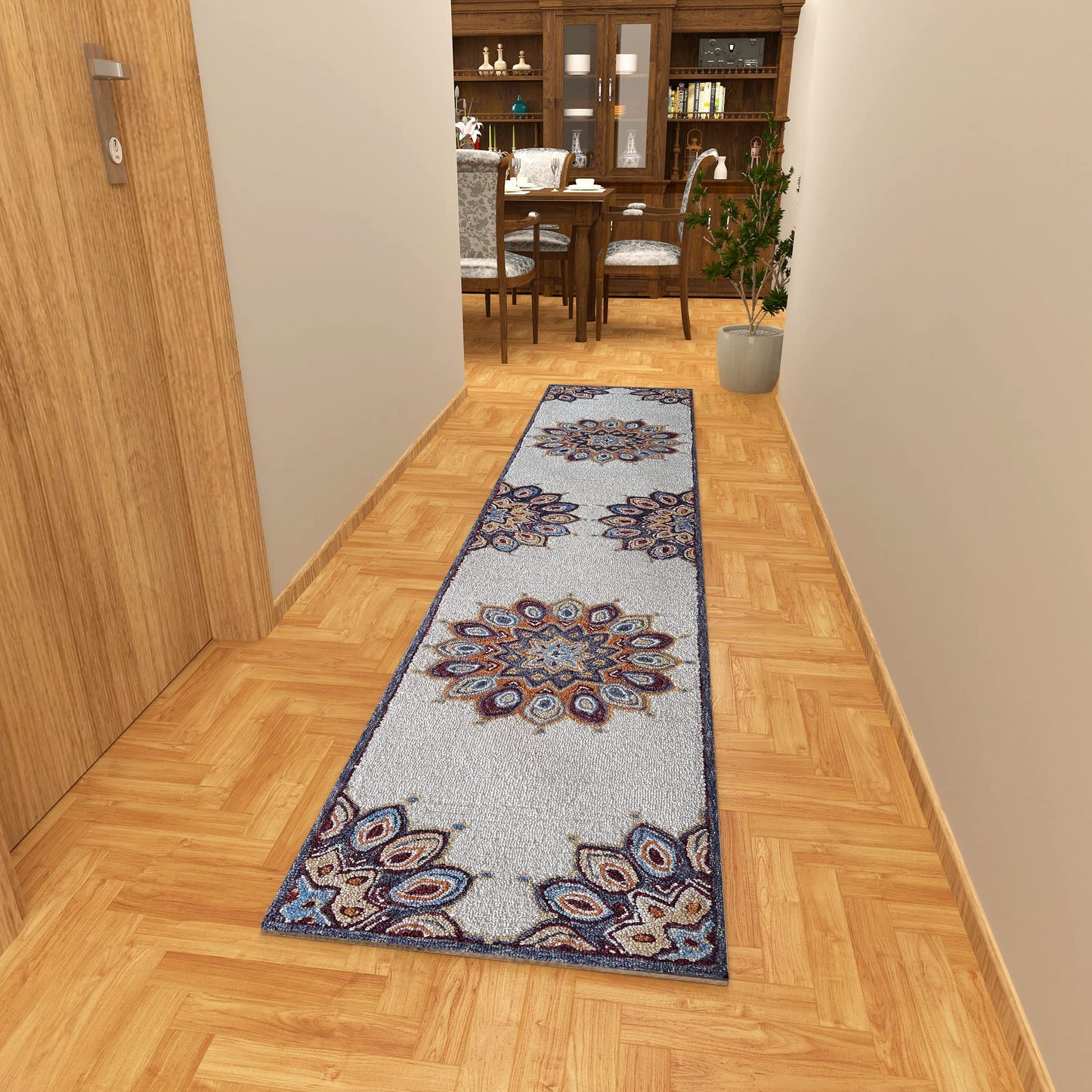 Premium Hand-Tufted Rug Made of 100% Wool - Vivid Plume - 2x10 Feet