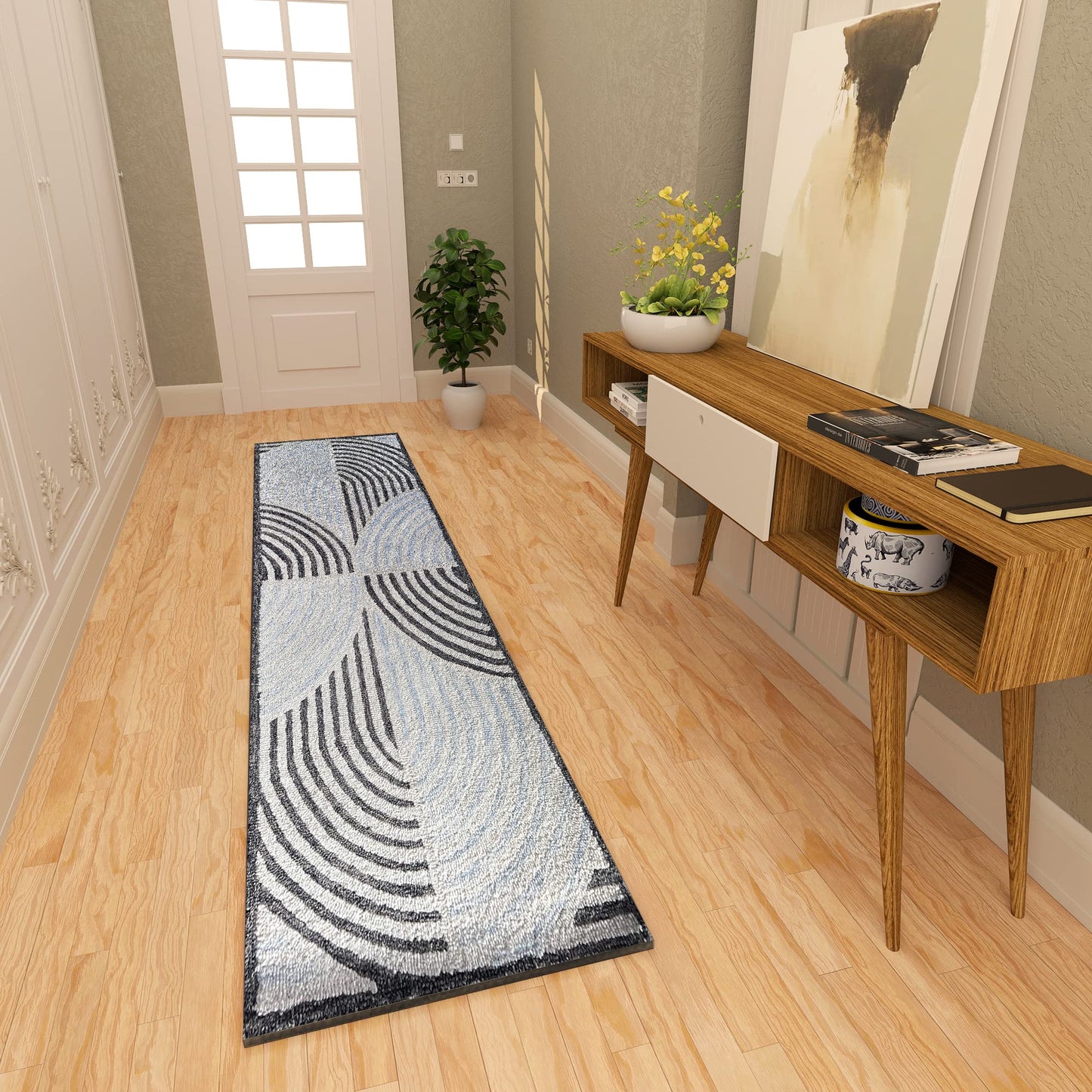 Premium Hand-Tufted Rug Made of 100% Wool - Mono Loops - 2x10 Feet
