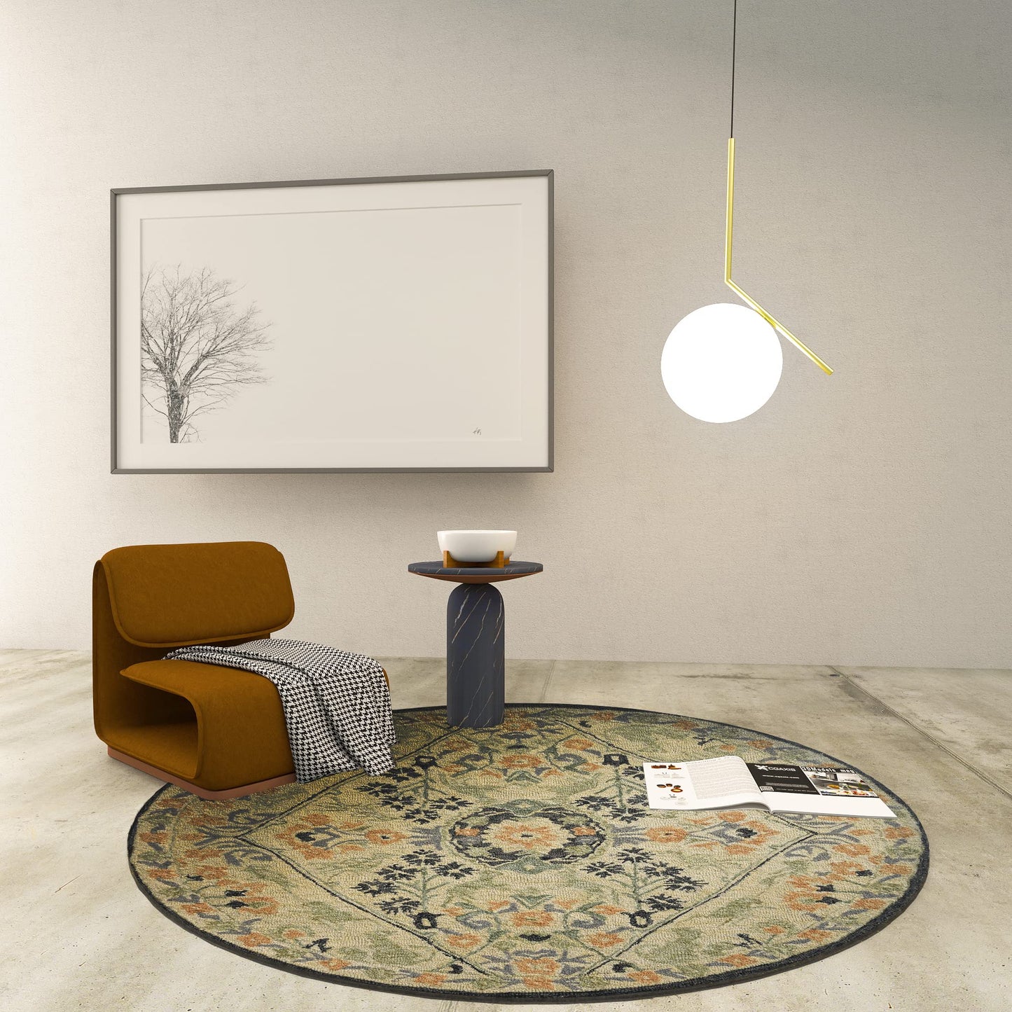 Premium Hand-Tufted Rug Made of 100% Wool - Anglian Court - 5x5 Feet