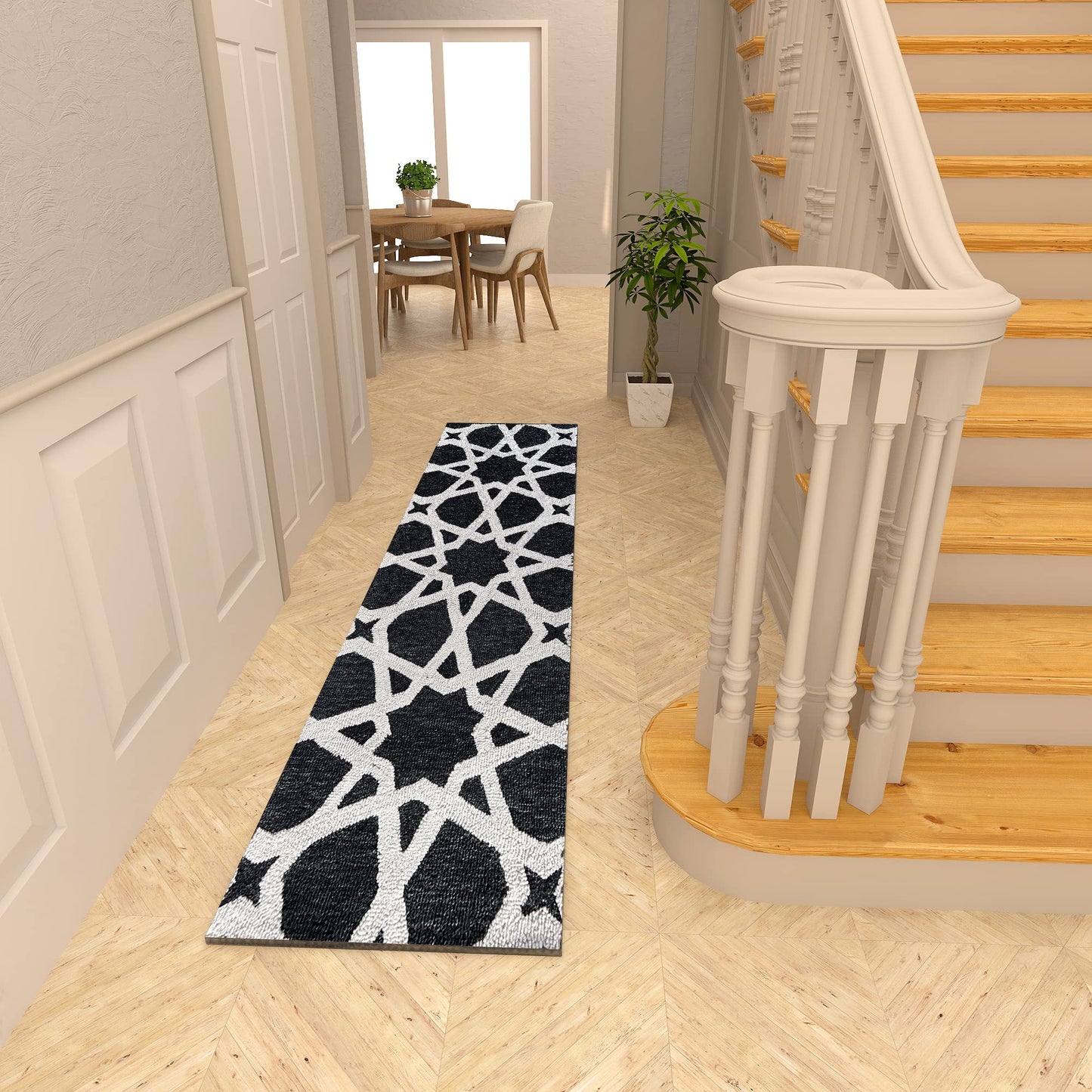 Premium Hand-Tufted Rug Made of 100% Wool - Ash Zellig - 2x10 Feet