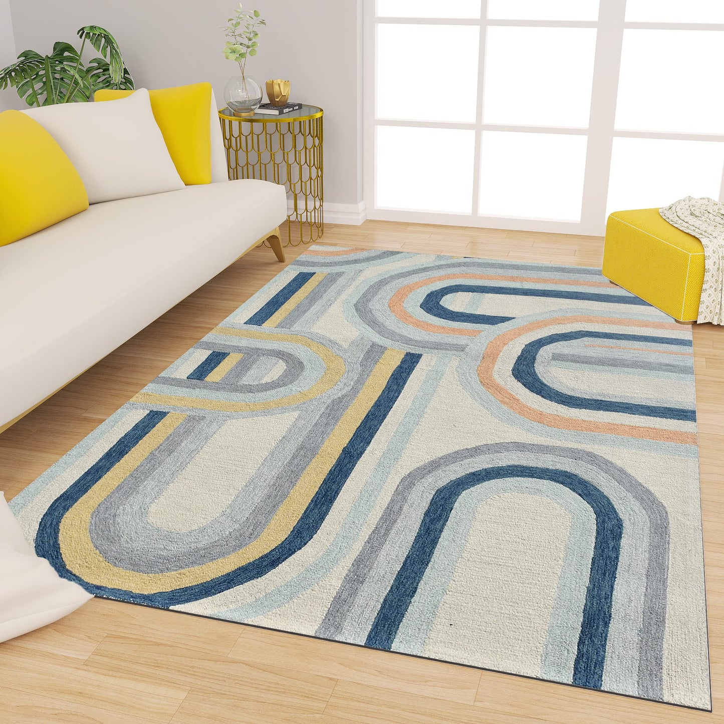 Premium Hand-Tufted Rug Made of 100% Wool - Pastel Loops - 3x5 Feet