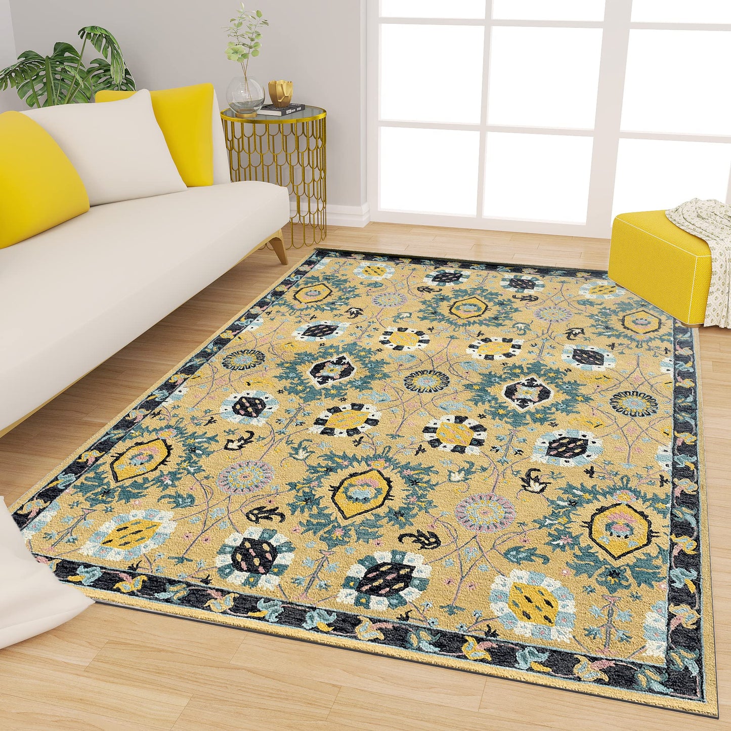 Premium Hand-Tufted Rug Made of 100% Wool - Cankiri Garden - 5x8 Feet