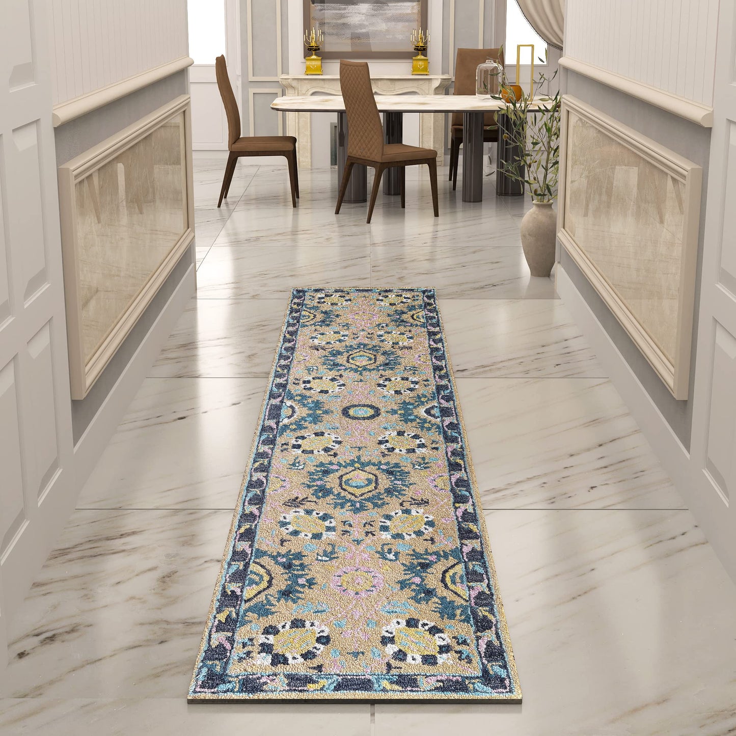 Premium Hand-Tufted Rug Made of 100% Wool - Cankiri Garden - 2x10 Feet