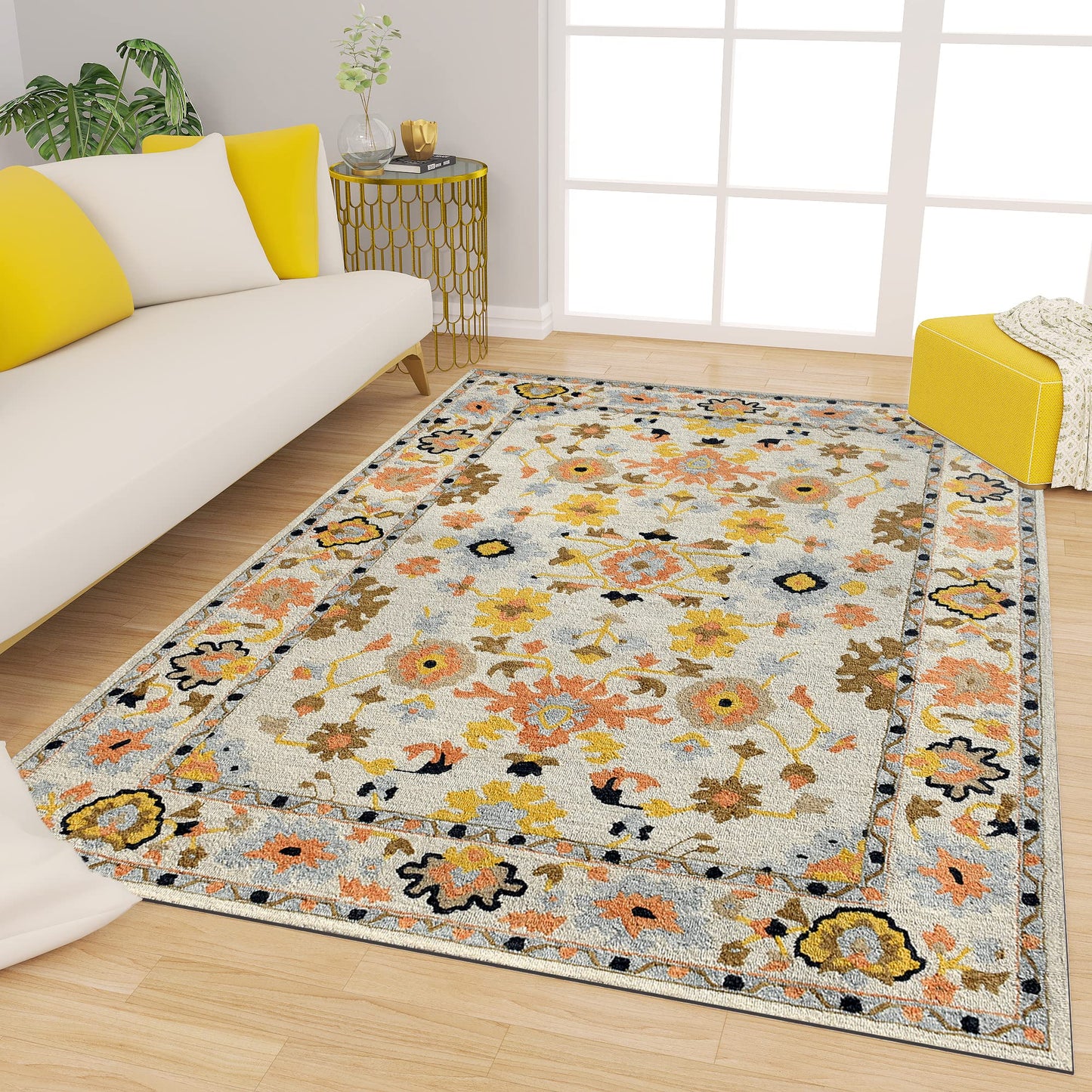 Premium Hand-Tufted Rug Made of 100% Wool - Flora Meadow - 3x5 Feet