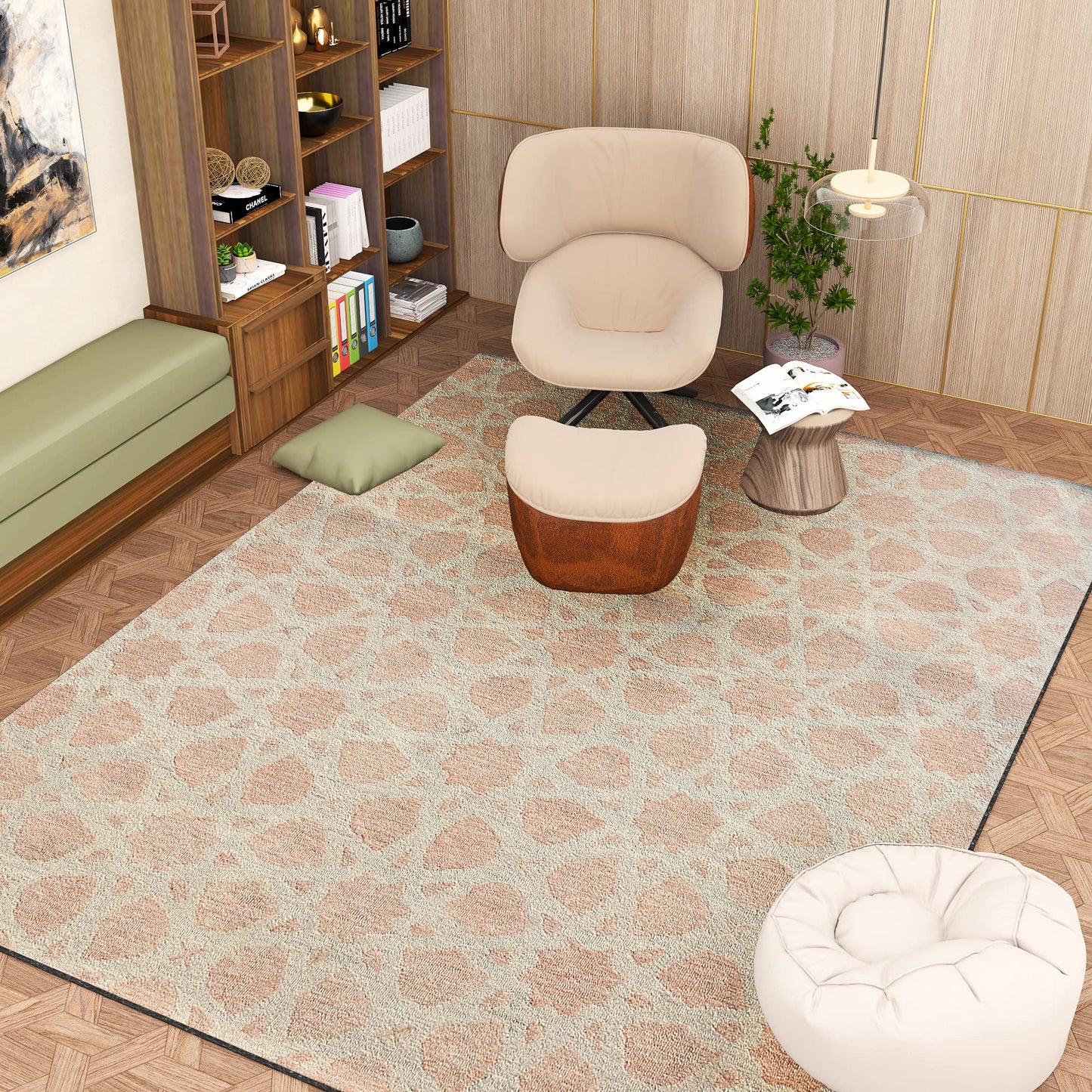 Premium Hand-Tufted Rug Made of 100% Wool - Blush Zellig - 8x10 Feet