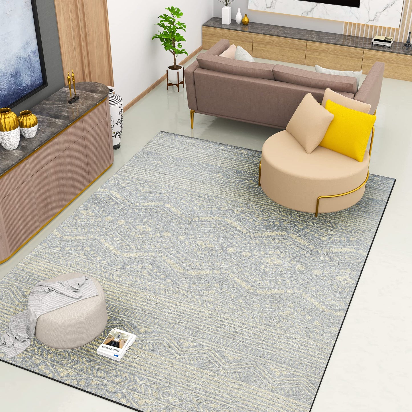 Premium Hand-Tufted Rug Made of 100% Wool - Morning Mist - 9x12 Feet