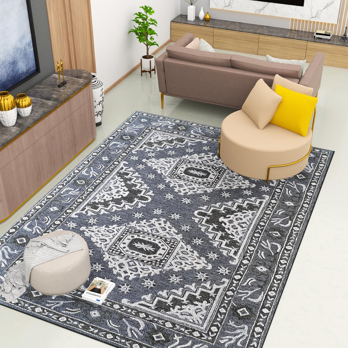 Premium Hand-Tufted Rug Made of 100% Wool - Wandering Star - 8x10 Feet